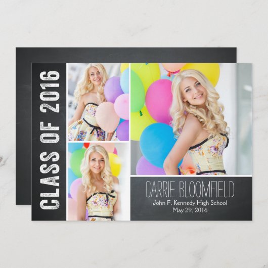 Rustic Chalk Afstuderen Aankondiging/Uitnodiging Kaart (Voorkant / Achterkant)