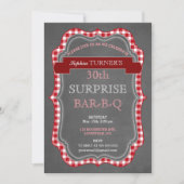 Rustic Chalk En vichy Surprise Invitation BBQ Anni (Devant)