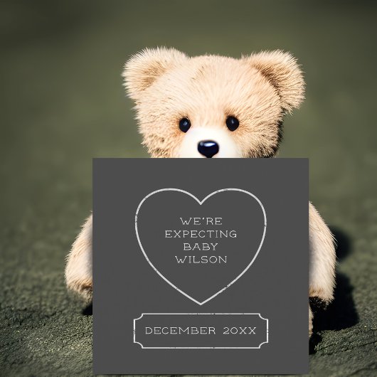 Rustic Chalk Heart Zwangerschap Aankondiging Kaart