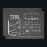 Rustic Chalk Mason Jar Invitation de la partie d'e<br><div class="desc">Unique Rustic Chalkboard,  Mason Jar Engagement Party conception d'invitation avec une belle typographie de partie d'engagement de tableau noir,  un bocal blanc avec un ruban d'où beaucoup de coeurs se lèvent. Utilisez l'outil Personnaliser pour ajouter vos informations. Voir aussi mon Rustic Chalkboard,  Mason Jar Collection Mariage.</div>