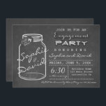 Rustic Chalk Mason Jar Invitation de la partie d'e<br><div class="desc">Unique Rustic Chalkboard,  Mason Jar Engagement Party conception d'invitation avec une belle typographie de partie d'engagement de tableau noir,  un bocal blanc avec un ruban d'où beaucoup de coeurs se lèvent. Utilisez l'outil Personnaliser pour ajouter vos informations. Voir aussi mon Rustic Chalkboard,  Mason Jar Collection Mariage.</div>