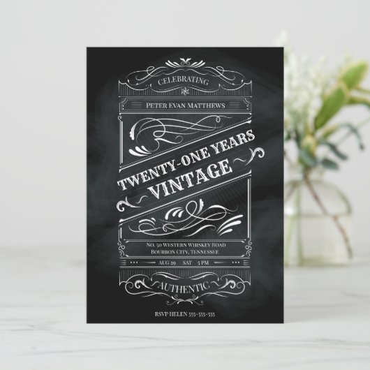 Rustic Chalkboard 21st Birthday Man  Kaart (Staand voorkant)