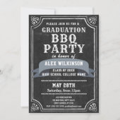 Rustic Chalkboard Afstuderen BBQ Party Photo Kaart (Voorkant)
