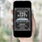 Rustic Chalkboard Afstuderen BBQ Party Photo Kaart