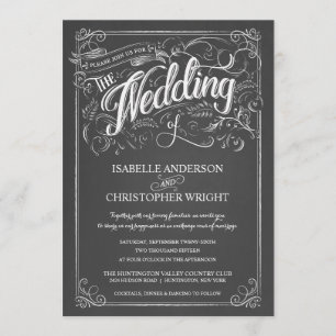 Rustic Chalkboard Art Wedding Invitations Kaart