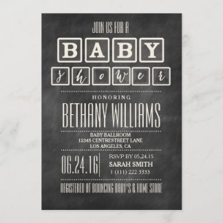 RUSTIC CHALKBOARD BABY SHOWER INVITATIE KAART