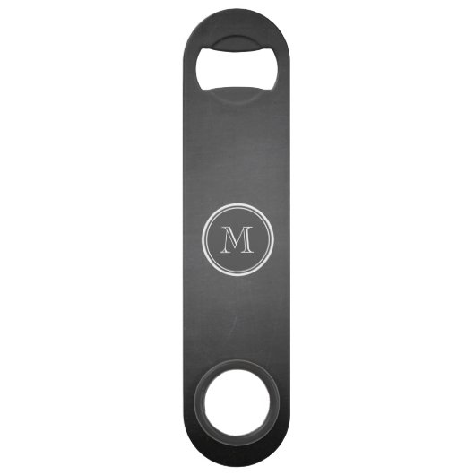 Rustic Chalkboard Background Monogram Speed Flessenopener (Achterkant)