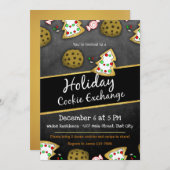Rustic Chalkboard Cookie Exchange Invitation (Devant / Derrière)