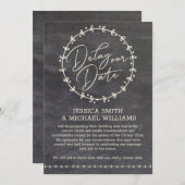 Rustic Chalkboard Corona-virus vertragen Datum Kaa Kaart (Voorkant / Achterkant)