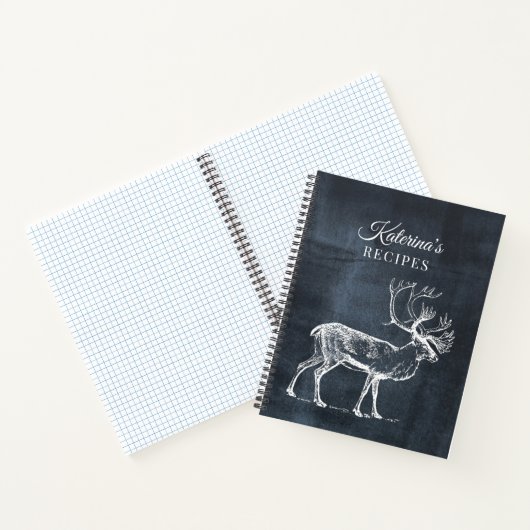 Rustic Chalkboard en  Deer Recipe Cookbook Notitieboek (Binnen)