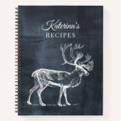 Rustic Chalkboard en  Deer Recipe Cookbook Notitieboek (Voorkant)