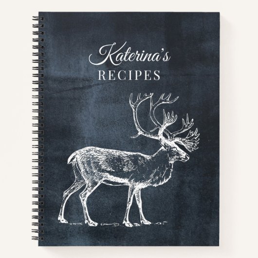 Rustic Chalkboard en  Deer Recipe Cookbook Notitieboek (Voorkant)