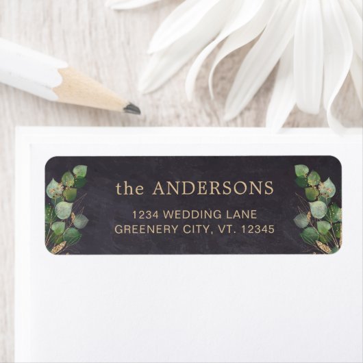 Rustic Chalkboard Eucalyptus Greenery Wedding Etiket (Insitu)
