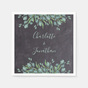 Rustic Chalkboard Eucalyptus Greenery Wedding Servet