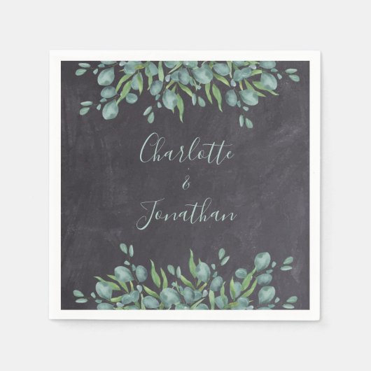 Rustic Chalkboard Eucalyptus Greenery Wedding Servet (Voorkant)