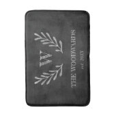 Rustic Chalkboard Family Monogram Laurel Wreath Badmat (Voorkant Verticaal)