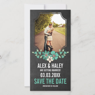 Rustic Chalkboard Floral Enregistrer le Carte phot