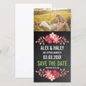 Rustic Chalkboard Floral Enregistrer le Carte phot (Devant / Derrière)