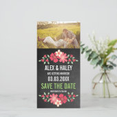 Rustic Chalkboard Floral Enregistrer le Carte phot (Debout devant)