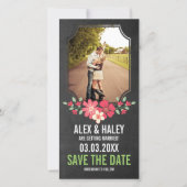 Rustic Chalkboard Floral Save the Date Photo Card (Voorkant)