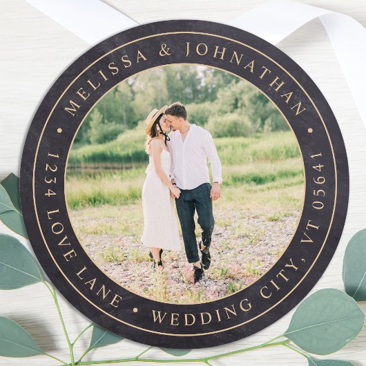 Rustic Chalkboard-fotolabel Ronde Sticker