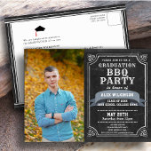 Rustic Chalkboard Graduation BBQ Party Invitation
