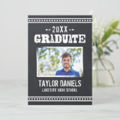 Rustic Chalkboard Graduation Photo BBQ Invitation (Debout devant)
