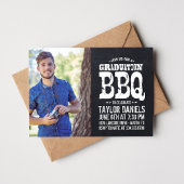 Rustic Chalkboard Graduation Photo BBQ Invitation