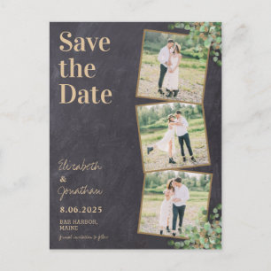 Rustic Chalkboard Greenery 3 Foto slaat de datum o Briefkaart