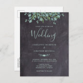 Rustic Chalkboard Greenery Eucalyptus Wedding Uitnodiging Briefkaart (Voorkant / Achterkant)