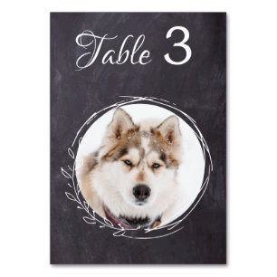 Rustic Chalkboard Greenery Wedding Pet Foto  Kaart