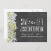 Rustic Chalkboard Hydrangea Wedding Save the Date Aankondigingskaart (Voorkant / Achterkant)