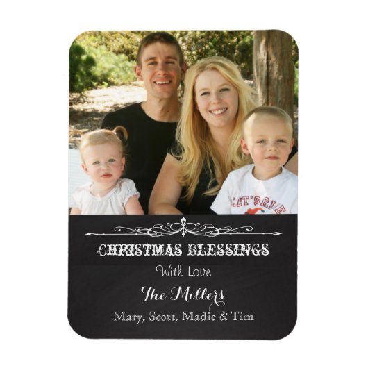 Rustic Chalkboard kerstzegelfoto Magneet (Verticaal)