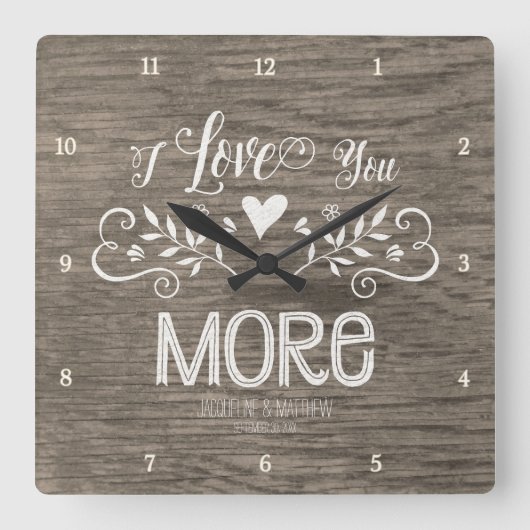 Rustic Chalkboard Leaf Heart Script Typografie Vierkante Klok (Voorkant)