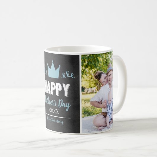 Rustic Chalkboard - Mok met twee foto's blauw Vade (Voorkant rechts)