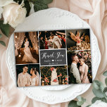 Rustic Chalkboard Multi Photo Mariage<br><div class="desc">Un Carte de remerciements De Collage Multiphoto Mariage, Rustique Et Moderne. Élégant modèle mariage avec six (6) photos à l'avant et une (1) photo à l'arrière. Avec le texte "merci" dans une tourbillonnant police de script de calligraphie en blanc sur le tableau noir ou gris foncé tableau noir/arrière - plan...</div>