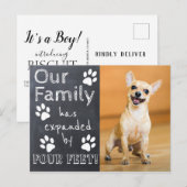 Rustic Chalkboard - Nieuwe Pet Aankondiging met po (Voorkant / Achterkant)