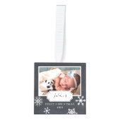 Rustic Chalkboard Photo Collage Snow Kubus Ornament (Voorkant)