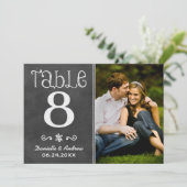 Rustic Chalkboard Photo Mariage Numéro de table (Debout devant)