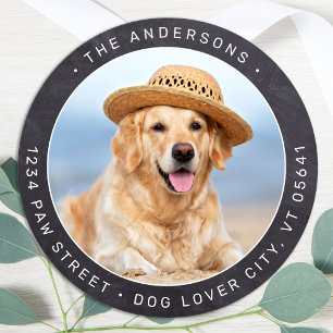 Rustic Chalkboard Photo Return Address Ronde Sticker