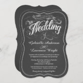 Rustic Chalkboard Script Art Wedding Invitations Kaart (Voorkant / Achterkant)