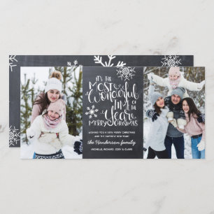 Rustic Chalkboard Snowflake Merry-kerstfoto Kaart