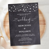 Rustic Chalkboard String Lights County Wedding Kaart