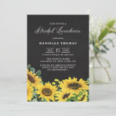 Rustic Chalkboard Sunflower Bridal Luncheon Kaart (Staand voorkant)