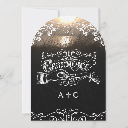 Rustic Chalkboard  Sunset Wedding Kaart (Achterkant)