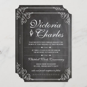Rustic Chalkboard  Typografie Invite Kaart