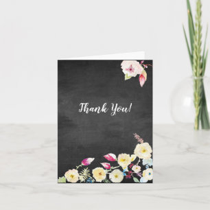 Rustic Chalkboard Vintage Floral Wedding Bedankkaart