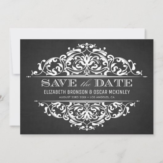 Rustic Chalkboard  Vlaams Lijst Save The Date (Voorkant)