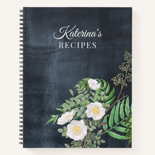 Rustic Chalkboard Waterverf Greenery Rozen Recipe Notitieboek (Voorkant)