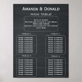 Rustic Chalkboard Wedding 32 Guest Seating Chart Poster